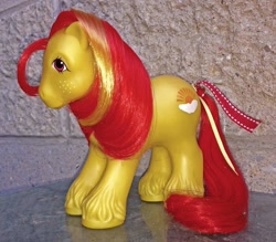 Size: 1024x895 | Tagged: safe, imported from derpibooru, sunburst, sunburst (g1), earth pony, pony, big brother ponies, bow, freckles, g1, irl, male, nirvana pony, photo, stallion, tail bow, toy, unshorn fetlocks
