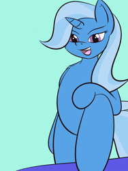 Size: 750x1000 | Tagged: safe, artist:vixyhooves, imported from derpibooru, trixie, pony, bipedal, smiling