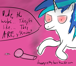 Size: 500x438 | Tagged: safe, artist:ihaveprettyface, imported from derpibooru, dj pon-3, vinyl scratch, 30 minute art challenge, bong, high