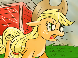 Size: 600x450 | Tagged: safe, artist:shinkuma, imported from derpibooru, applejack, angry