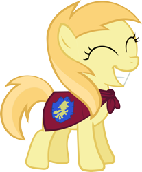 Size: 4000x4823 | Tagged: safe, artist:lumorn, imported from derpibooru, noi, earth pony, pony, cape, clothes, cmc cape, cutie mark crusaders, filly, grin, happy, simple background, smiling, transparent background, vector