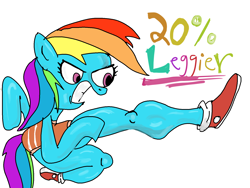 Size: 1600x1200 | Tagged: safe, artist:blammy, imported from derpibooru, rainbow dash, anthro, female, glare, gritted teeth, kicking, simple background, solo, wat, white background