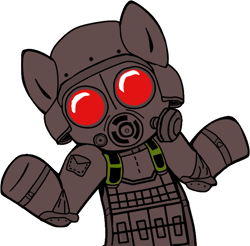 Size: 687x675 | Tagged: safe, imported from derpibooru, hunk, looking at you, mask, ponified, resident evil, shrug, shrugpony