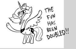 Size: 1049x680 | Tagged: safe, artist:hotdiggedydemon, imported from derpibooru, princess luna, monochrome, raised hoof