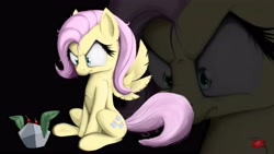 Size: 4800x2700 | Tagged: safe, artist:locolimo, imported from derpibooru, fluttershy, pony, female, rock, solo, the stare