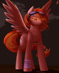 Size: 2000x2500 | Tagged: dead source, safe, artist:spittfireart, imported from derpibooru, spitfire, pony, bandage, female, glowing eyes, solo