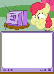 Size: 563x771 | Tagged: safe, imported from derpibooru, apple bloom, exploitable, exploitable meme, gagging, template, tv meme