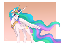 Size: 1280x896 | Tagged: safe, artist:mn27, imported from derpibooru, princess celestia, alicorn, pony, abstract background, bedroom eyes, cute, cutelestia, female, mare, solo, windswept mane