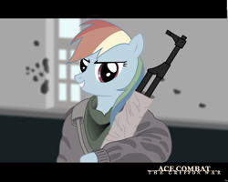 Size: 2000x1600 | Tagged: safe, imported from derpibooru, rainbow dash, ace combat, ak-47, crossover, gun, solo wing pixy