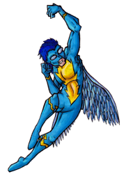 Size: 560x787 | Tagged: safe, artist:darkone10, imported from derpibooru, soarin', human, humanized, winged humanization