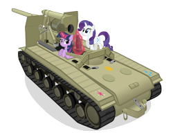 Size: 10000x7800 | Tagged: safe, artist:mrlolcats17, imported from derpibooru, rarity, twilight sparkle, absurd resolution, s-51, simple background, tank (vehicle), transparent background, vector