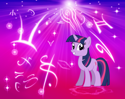 Size: 932x742 | Tagged: safe, artist:captrainbows, artist:morningstar-1337, imported from derpibooru, twilight sparkle, pony, unicorn, female, grin, smiling, solo, symbol, symbols, unicorn twilight