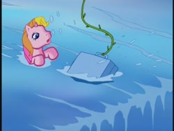 Size: 640x480 | Tagged: safe, imported from derpibooru, screencap, rarity (g3), the runaway rainbow, danger, g3, luggage, vine, waterfall