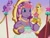 Size: 640x480 | Tagged: safe, imported from derpibooru, screencap, tiddlywink, wysteria, zipzee, breezie, earth pony, pony, the princess promenade, clothes, crown, dress, female, float, flower, g3, holding, jewelry, mare, necklace, parade, princess wysteria, regalia, ribbon, sitting, smiling, stars, throne, wand, youtube link