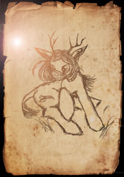 Size: 748x1067 | Tagged: safe, artist:sykteify, imported from derpibooru, oc, oc only, antlers