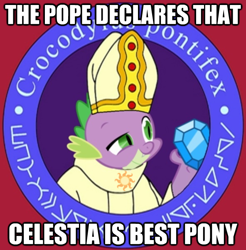 Size: 592x601 | Tagged: safe, imported from derpibooru, spike, best pony, futurama, image macro, pope, religion