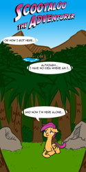 Size: 500x1000 | Tagged: safe, imported from derpibooru, scootaloo, alone, lying down, prone, scootalootheadventurer, solo, speech bubble