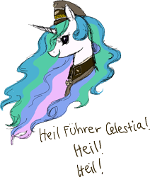 Size: 642x758 | Tagged: safe, artist:littlelacedress, imported from derpibooru, princess celestia, alicorn, pony, bust, clothes, female, heil, iron cross, mare, nazi, open mouth, portrait, sieg heil, simple background, solo, transparent background