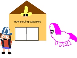 Size: 500x375 | Tagged: safe, artist:ytp4life, imported from derpibooru, pinkamena diane pie, pinkie pie, earth pony, human, pony, crossover, cupcake, dipper goes to taco bell, dipper pines, gravity falls, ms paint, taco bell, this will end in cupcakes, this will end in death, this will end in diarrhea, this will end in incest, this will end in murder, this will end in pain, this will end in pain and/or death, this will end in pain and/or tears and/or death, this will end in rape, this will end in tears, this will end in tears and/or death