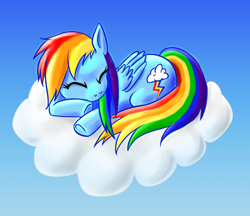 Size: 1150x995 | Tagged: safe, artist:solidjb, imported from derpibooru, rainbow dash, cloud, eyes closed, on a cloud, sleeping, sleeping on a cloud, solo