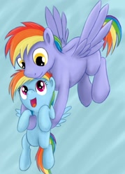 Size: 451x630 | Tagged: dead source, safe, artist:xioade, imported from derpibooru, rainbow blaze, rainbow dash, games ponies play, family, female, filly, filly rainbow dash, younger