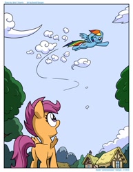 Size: 1276x1650 | Tagged: safe, artist:latecustomer, imported from derpibooru, rainbow dash, scootaloo, comic:dreams and reality, butt, comic, dreams and reality, plot, scootaloo can't fly