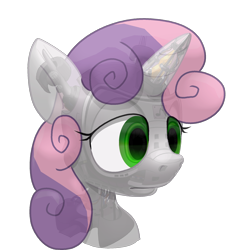 Size: 2048x2048 | Tagged: safe, artist:oddwarg, imported from derpibooru, sweetie belle, pony, robot, robot pony, unicorn, anatomy, bust, female, filly, foal, horn, portrait, see-through, simple background, solo, sweetie bot, transparent background