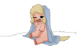 Size: 1024x610 | Tagged: safe, artist:inkiepie, imported from derpibooru, fluffy pony, blanket, fluffy pony original art, yawn