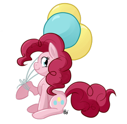 Size: 870x848 | Tagged: safe, artist:shellsweet, imported from derpibooru, pinkie pie, earth pony, pony, balloon, cute, diapinkes, female, mare, profile, simple background, sitting, solo, transparent background