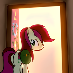 Size: 800x800 | Tagged: safe, artist:why485, imported from derpibooru, roseluck, pony, female, saddle bag, solo, the legend of zelda, triforce