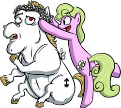 Size: 397x355 | Tagged: safe, artist:senselesssquirrel, imported from derpibooru, bulk biceps, daisy, flower wishes, earth pony, pegasus, pony, female, flower, lowres, male, mare, simple background, stallion, transparent background