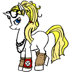 Size: 407x398 | Tagged: safe, imported from derpibooru, oc, oc only, blank flank, glasses, jewelry, nazi, necklace, swastika