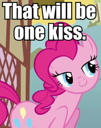 Size: 568x720 | Tagged: source needed, safe, imported from derpibooru, pinkie pie, bedroom eyes, bronybait, image macro, kissing