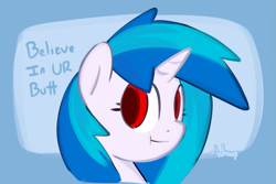 Size: 975x650 | Tagged: safe, artist:whoop, imported from derpibooru, dj pon-3, vinyl scratch, pony, :t, female, portrait, solo