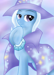 Size: 1878x2592 | Tagged: safe, artist:pikashoe90, imported from derpibooru, trixie, pony, unicorn, female, mare, raised hoof, smiling, solo