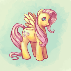 Size: 500x500 | Tagged: safe, artist:vogelspinne, imported from derpibooru, fluttershy, pegasus, pony, female, looking at you, mare, solo, standing