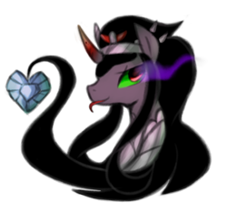 Size: 742x691 | Tagged: safe, artist:maren, imported from derpibooru, king sombra, pony, crystal heart, queen umbra, rule 63, solo