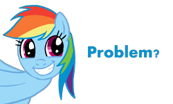 Size: 1500x900 | Tagged: safe, artist:redapropos, imported from derpibooru, rainbow dash, pony, female, grin, problem, reaction image, smiling, solo