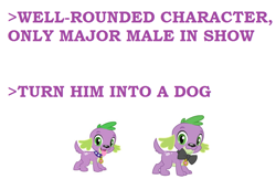 Size: 832x539 | Tagged: safe, imported from derpibooru, spike, dog, dog drama, greentext, meta, rumor, spike the dog, text