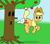 Size: 1958x1710 | Tagged: safe, artist:merkleythedrunken, imported from derpibooru, applejack, earth pony, pony, apple, blowing, crossover, female, food, kirby, kirby (series), mare, nintendo, raised tail, tail, whispy woods