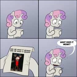 Size: 700x700 | Tagged: safe, imported from derpibooru, sweetie belle, exploitable meme, meme, nostalgia critic, sweetie's note meme, tarsem, the cell