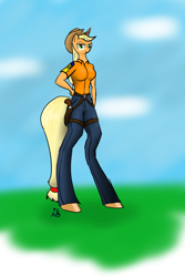 Size: 1000x1500 | Tagged: safe, artist:short circuit, imported from derpibooru, applejack, anthro, skinny