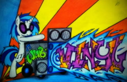Size: 1024x663 | Tagged: safe, artist:canvymamamoo, imported from derpibooru, dj pon-3, vinyl scratch, bass cannon
