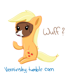 Size: 1000x1000 | Tagged: safe, artist:verminshy, imported from derpibooru, applejack, winona, dog, 30 minute art challenge, cute, female, jackabetes, solo, suit