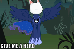 Size: 1019x681 | Tagged: safe, imported from derpibooru, princess luna, pony, animal crossing, blanca, female, give me a head, no face, solo