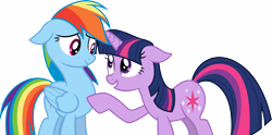 Size: 21983x10912 | Tagged: safe, artist:ficisism, imported from derpibooru, rainbow dash, twilight sparkle, pegasus, pony, unicorn, absurd resolution, duo, female, looking at each other, mare, simple background, transparent background, vector