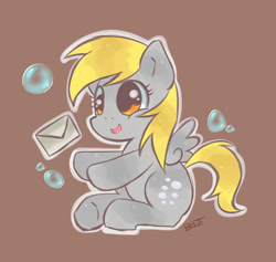 Size: 800x759 | Tagged: safe, artist:bnqt, imported from derpibooru, derpy hooves, pony, bubble, cute, female, filly, letter, mail, solo