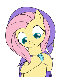 Size: 406x509 | Tagged: safe, artist:theparagon, imported from derpibooru, fluttershy, pony, accessory swap, female, solo, the great and powerful, trixie's cape, trixie's hat