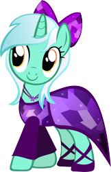 Size: 3877x6000 | Tagged: safe, artist:theshadowstone, imported from derpibooru, lyra heartstrings, pony, unicorn, absurd resolution, bow, clothes, dress, female, hair bow, jewelry, necklace, simple background, smiling, solo, transparent background, vector