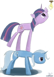 Size: 886x1250 | Tagged: safe, artist:blvckmagic, imported from derpibooru, trixie, twilight sparkle, lightbulb